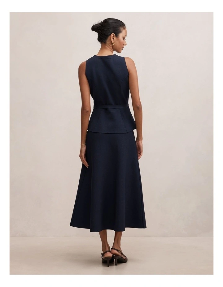 Amelia Layered A-Line Midi Dress in Navy image 2