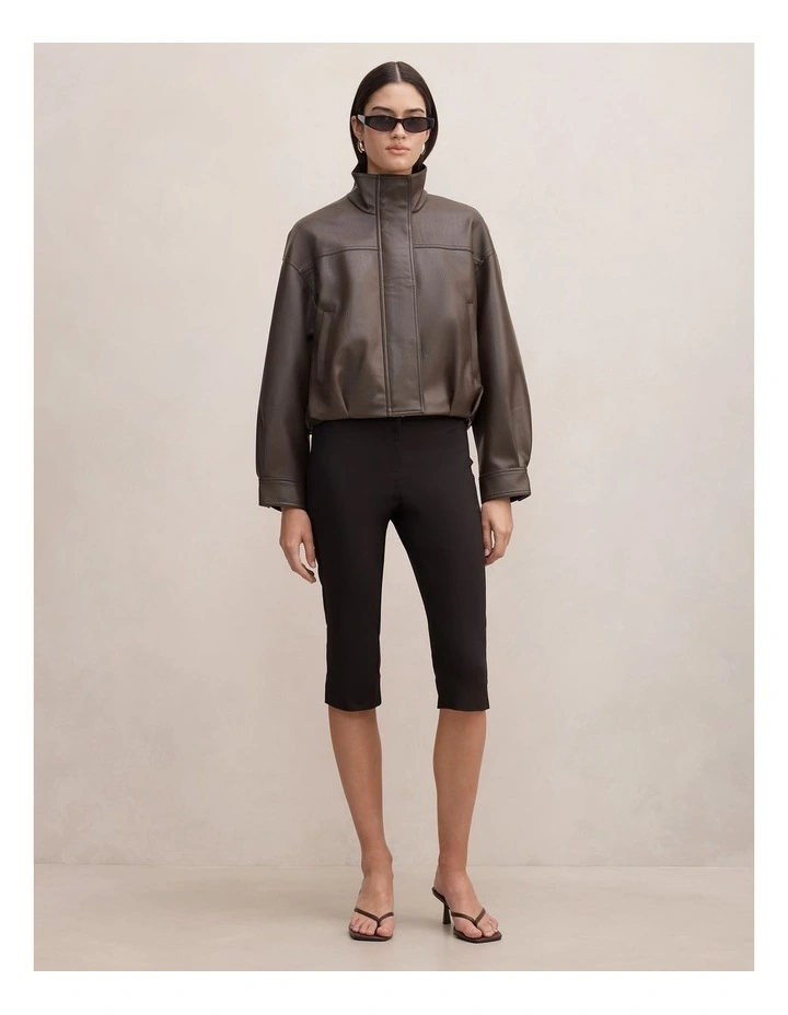 Shay Funnel Neck Bomber Jacket in Chocolate image 5