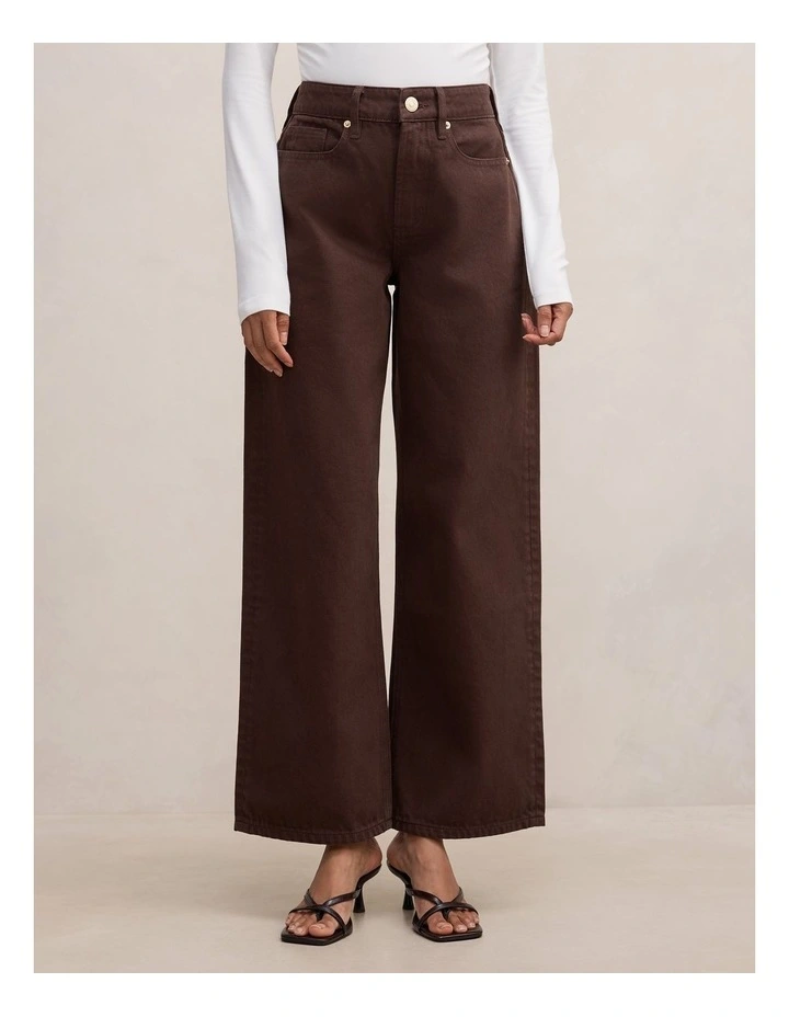 Nicki Mid Rise Straight Leg Jeans in Brown image 1