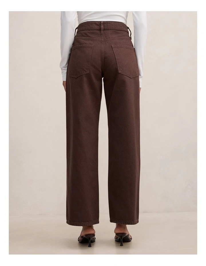 Nicki Mid Rise Straight Leg Jeans in Brown image 2