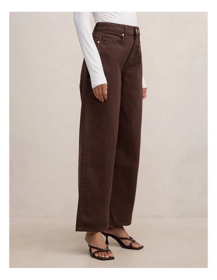 Nicki Mid Rise Straight Leg Jeans in Brown image 3