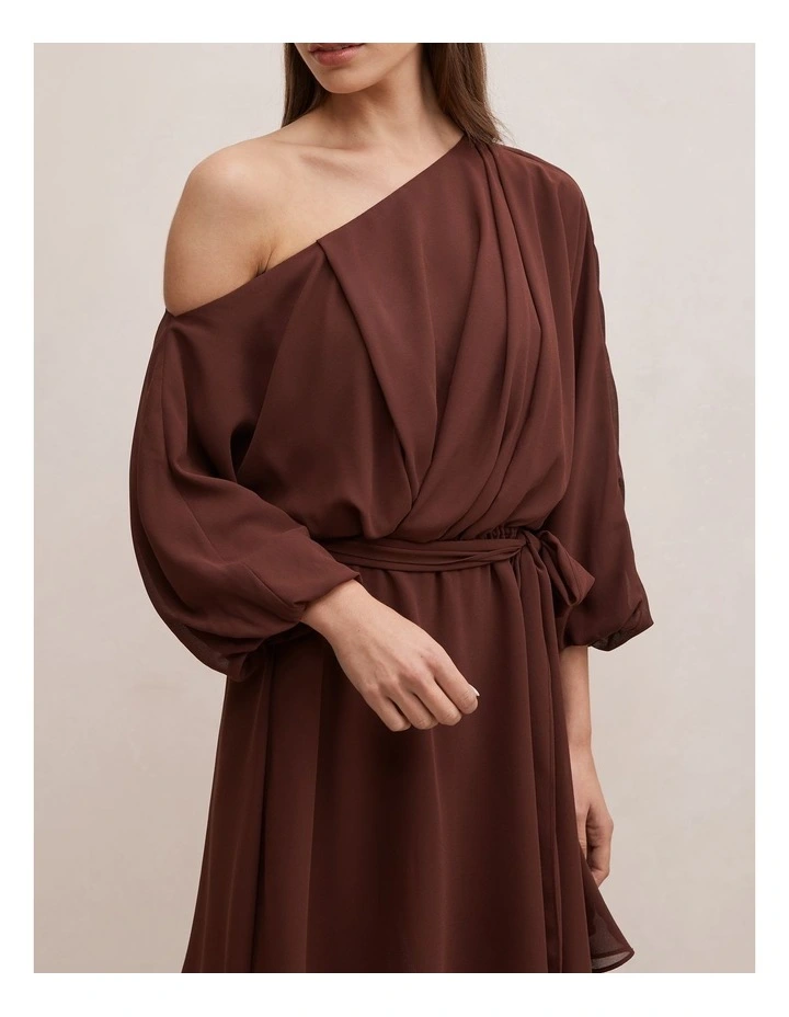 Samantha Tipped Draped Mini Dress in Brown image 4