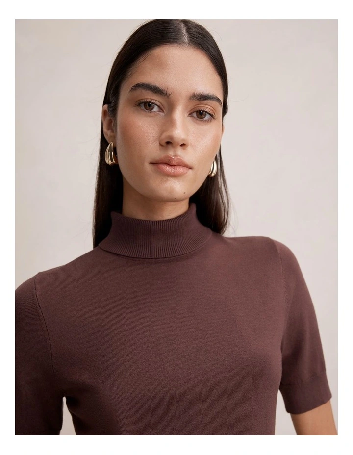 Kate Roll Neck T-Shirt in Brown image 4