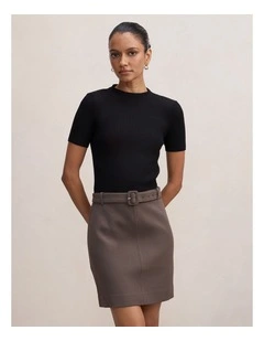 Maya Woven Mixed Mini Dress Grey
