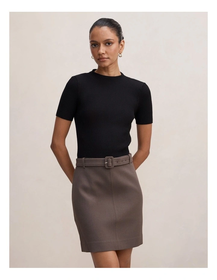 Maya Woven Mixed Mini Dress Grey image 1