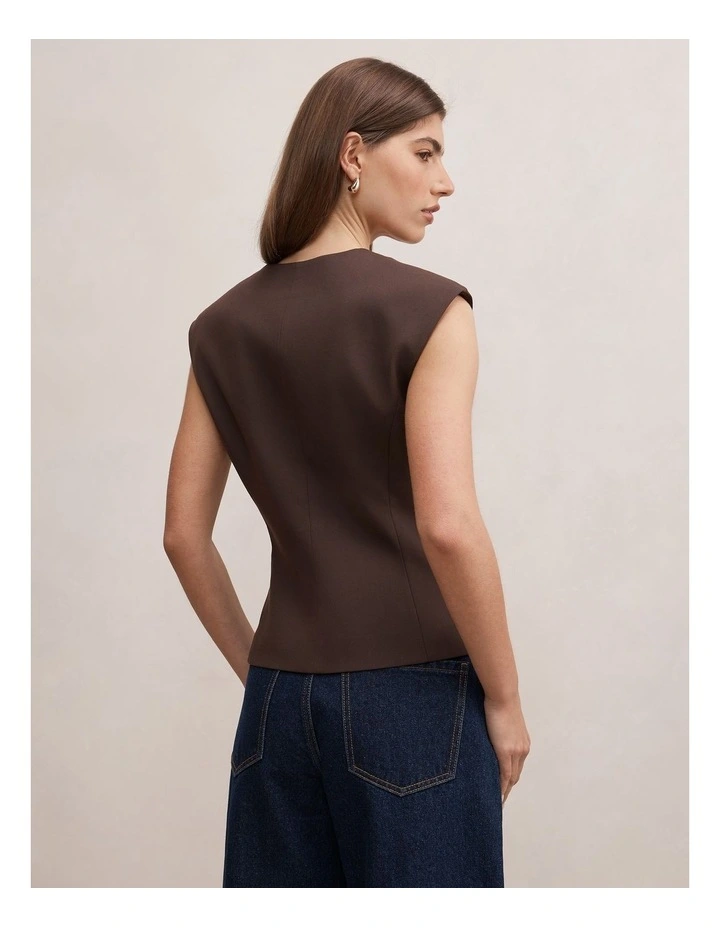 Orla Sleeveless Blazer in Chocolate image 2