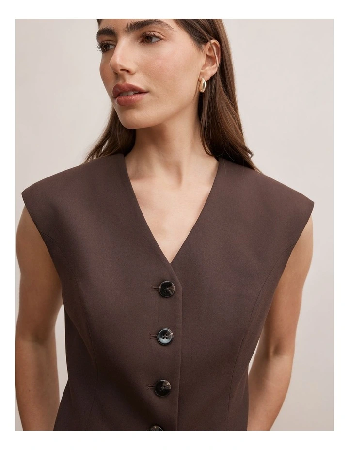 Orla Sleeveless Blazer in Chocolate image 4