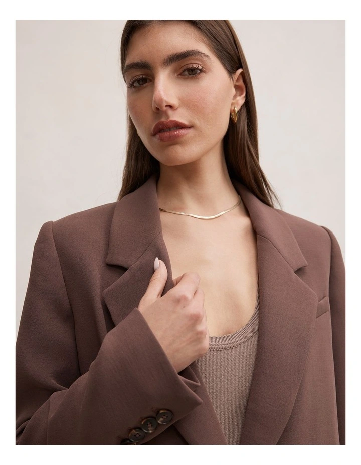 Demi Single Breasted Blazer in Brown image 4