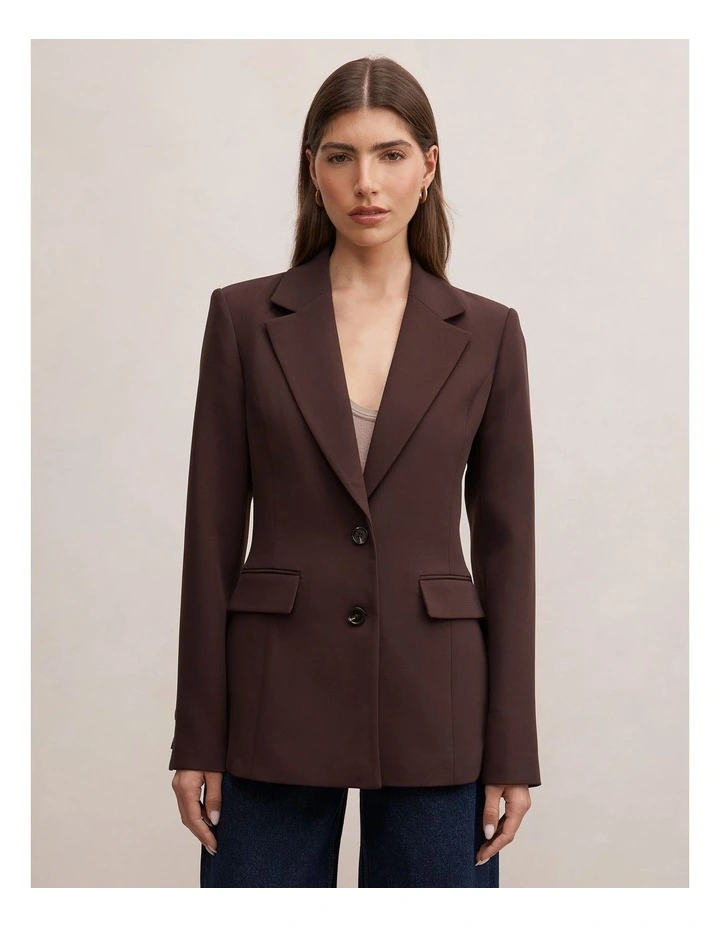 Lee Nipped Waist Blazer in Brown image 1