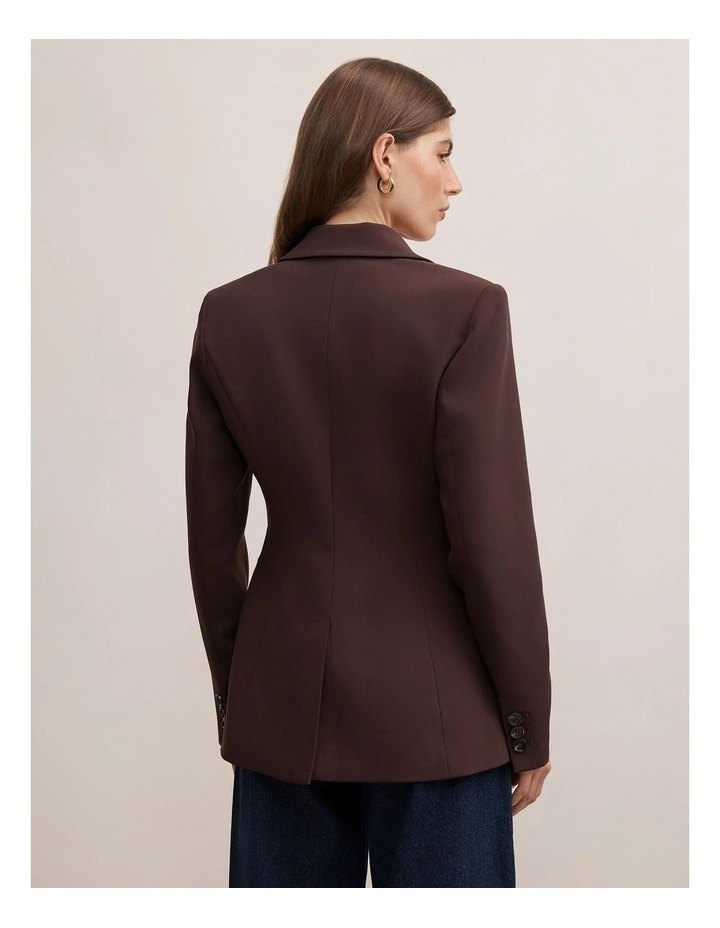 Lee Nipped Waist Blazer in Brown image 2