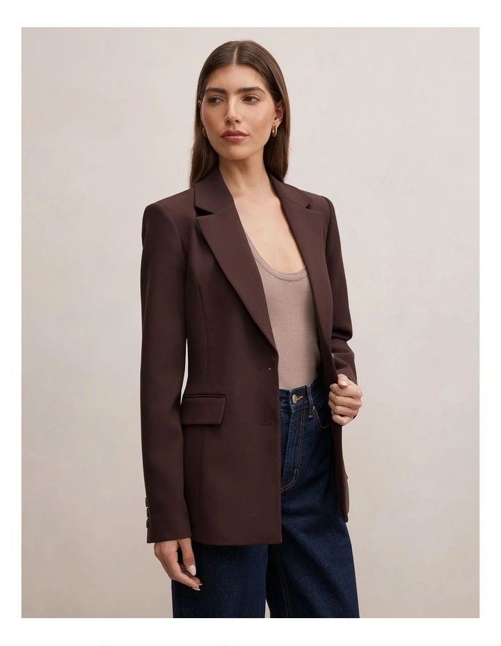 Lee Nipped Waist Blazer in Brown image 3
