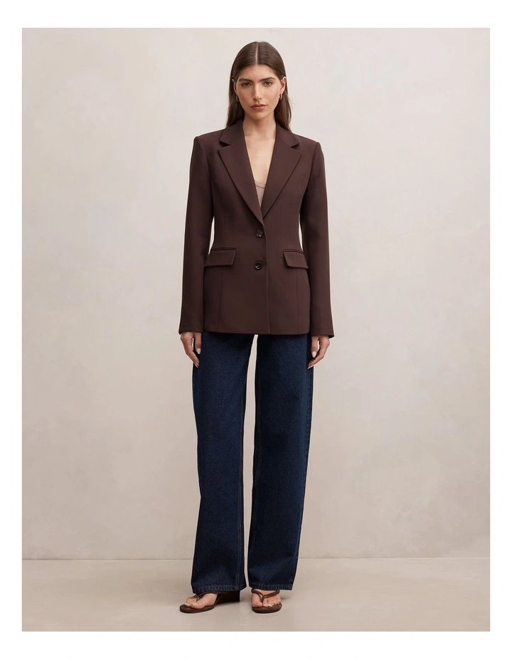 Lee Nipped Waist Blazer in Brown image 5