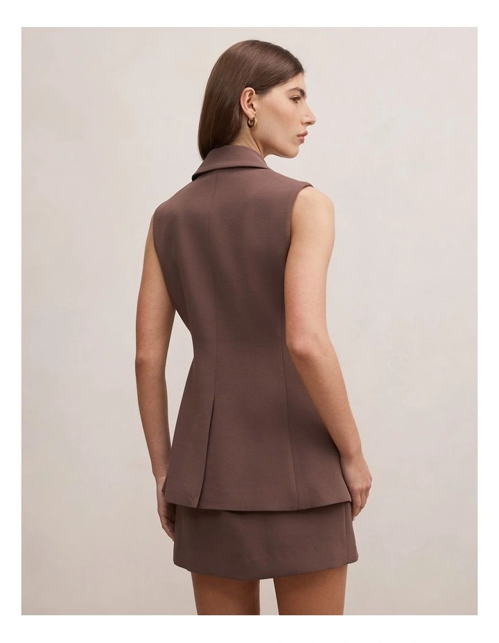 Demi Tie Sleeveless Blazer in Brown image 2
