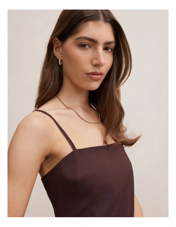 Sienna Linen Sarong Mini Dress in Chocolate image 4