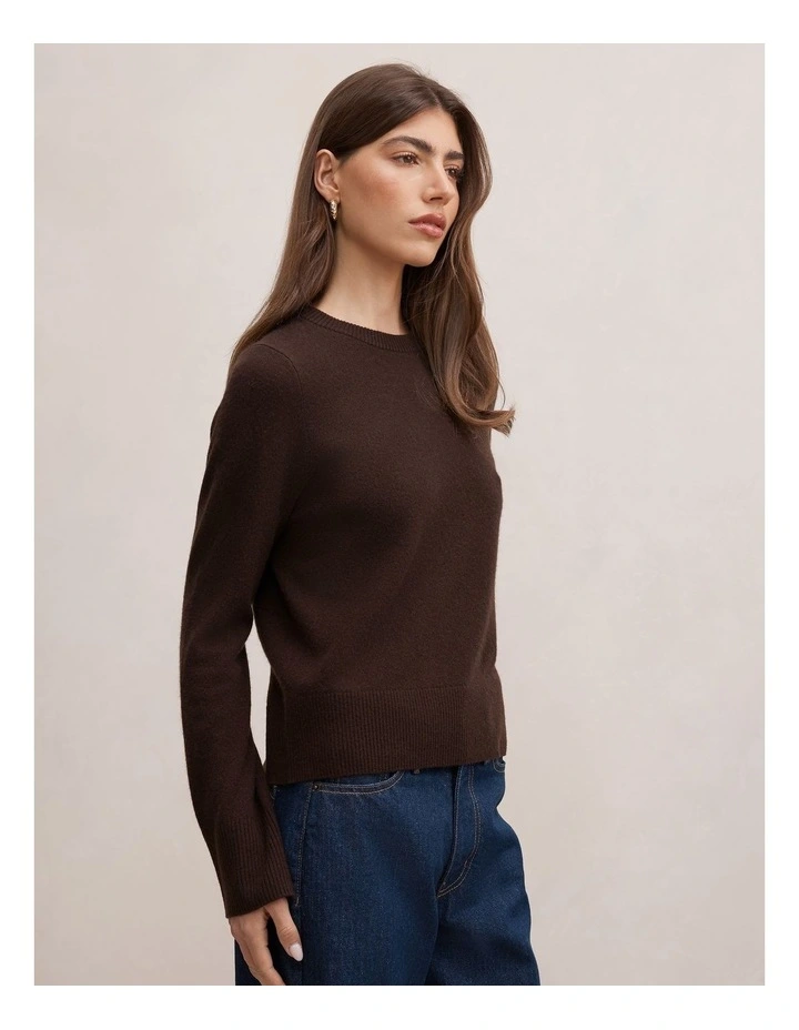 Kiara Merino Blend Sweater in Brown image 3