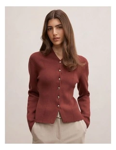 Ophelia Sculpted Knitted Cardigan in Hot Chocolate