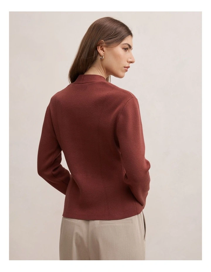 Ophelia Sculpted Knitted Cardigan in Hot Chocolate image 2