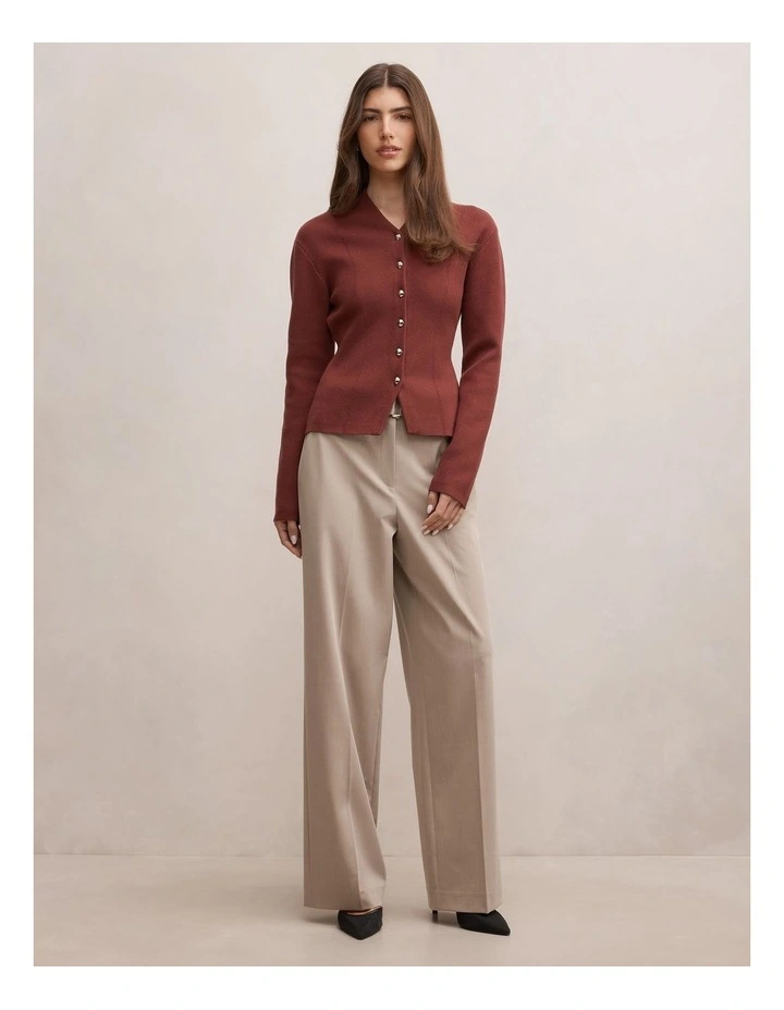 Ophelia Sculpted Knitted Cardigan in Hot Chocolate image 5