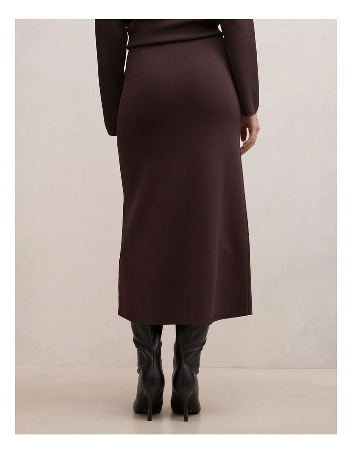 Ayva Knitted Midi Skirt in Brown image 2