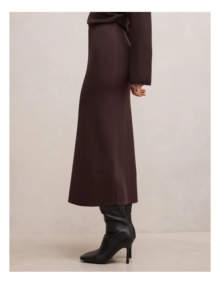 Ayva Knitted Midi Skirt in Brown image 3
