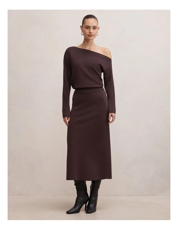 Ayva Asymmetric Knitted Top in Brown image 5