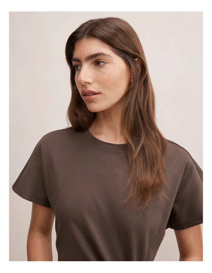 Rose T-Shirt Twist Midi Dress in Brown image 4