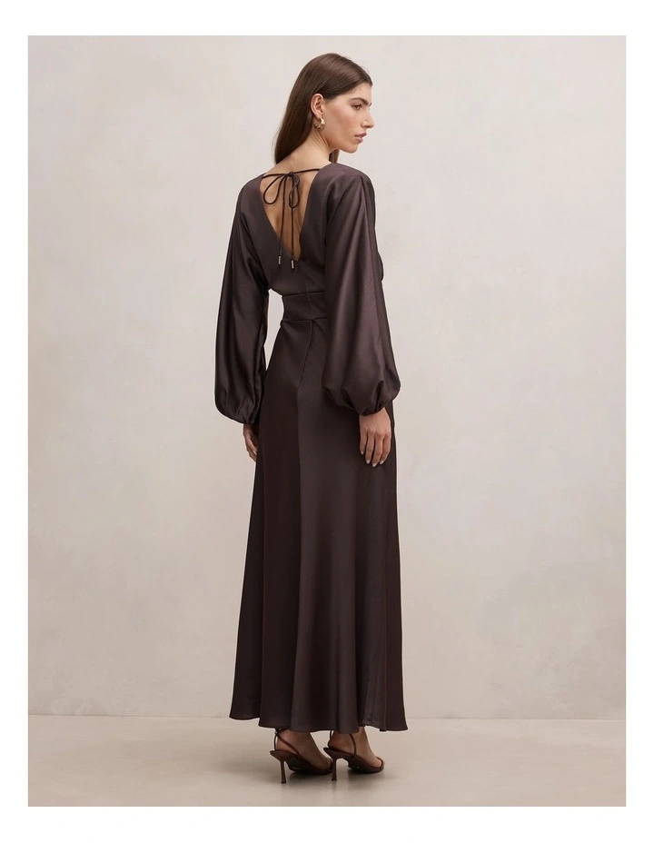 Vera Draped Batwing Maxi Dress in Chocolate image 2