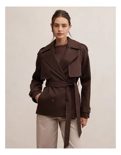 Teagan Short Trench Coat in Brown