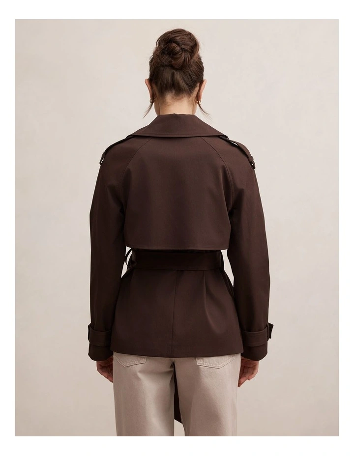 Teagan Short Trench Coat in Brown image 2