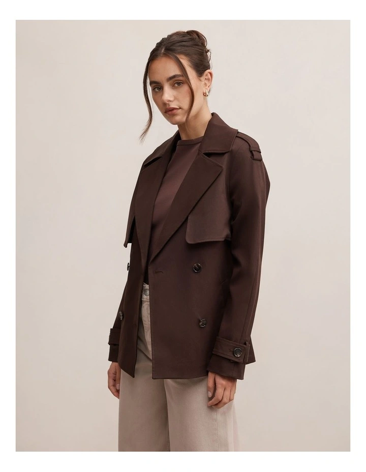 Teagan Short Trench Coat in Brown image 3