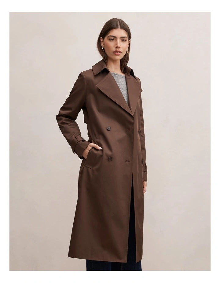 Irene Trench Coat in Brown image 3