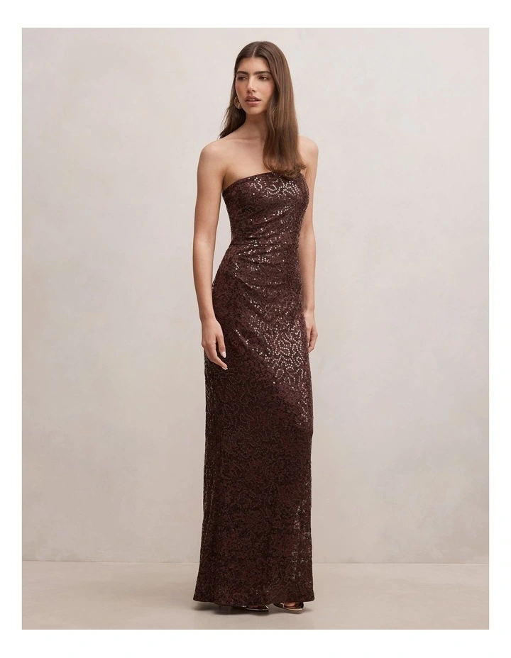 Serenity Bandeau Maxi Dress in Brown image 3