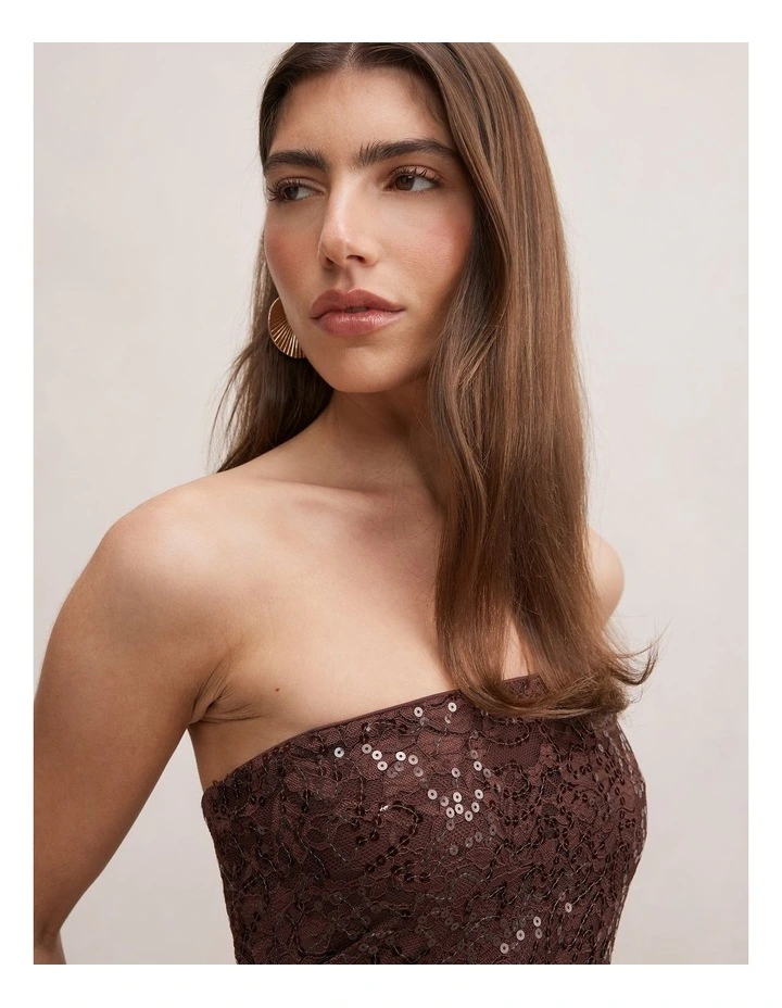 Serenity Bandeau Maxi Dress in Brown image 4