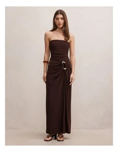 Keely Strapless Jersey Maxi Dress in Brown