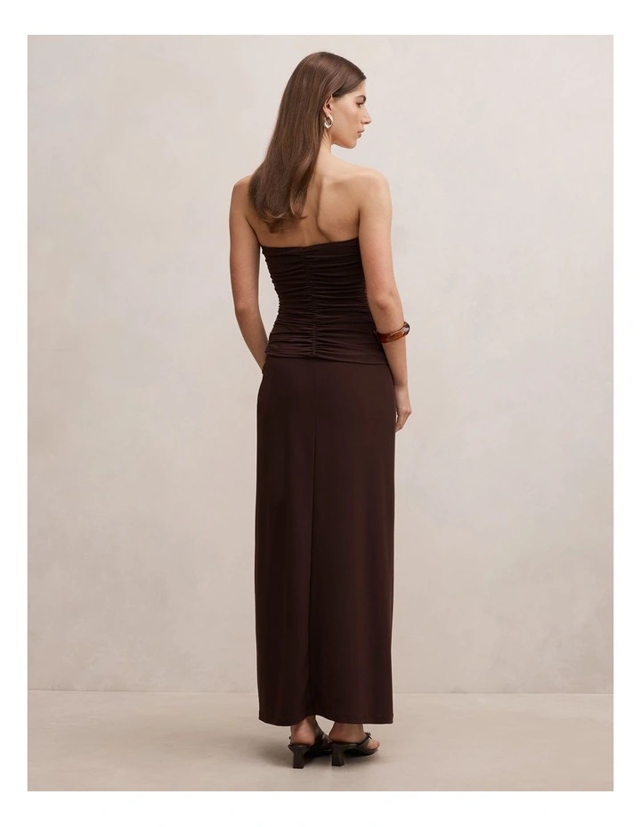 Keely Strapless Jersey Maxi Dress in Brown image 2