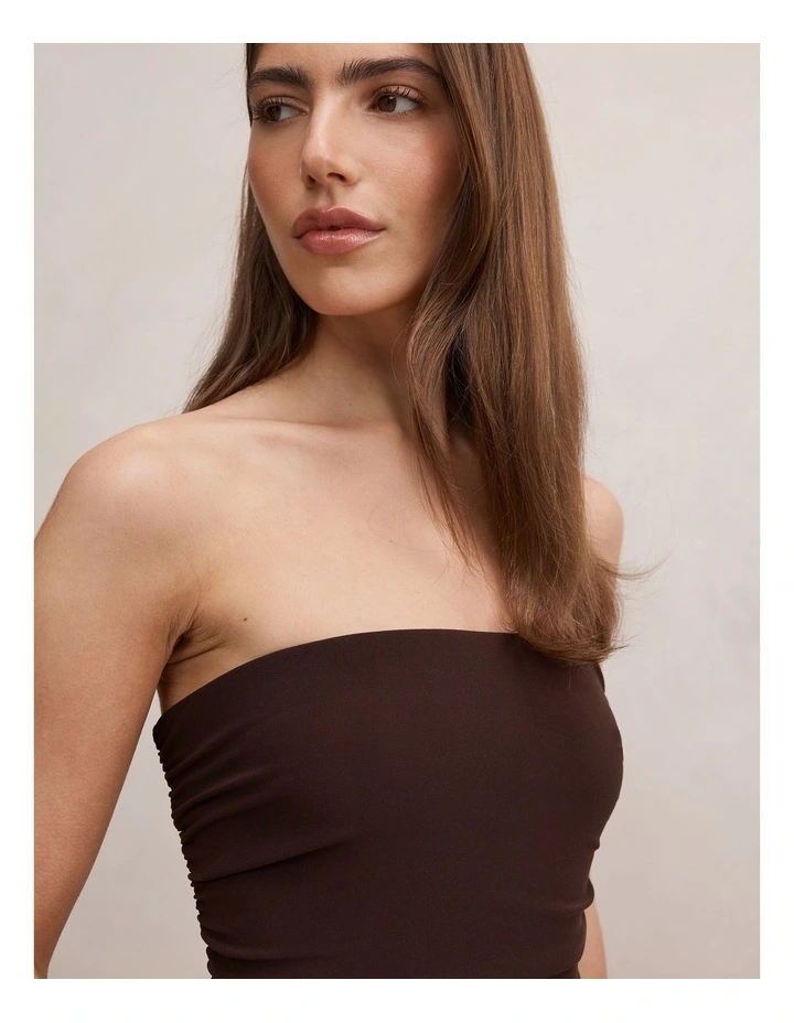 Keely Strapless Jersey Maxi Dress in Brown image 4