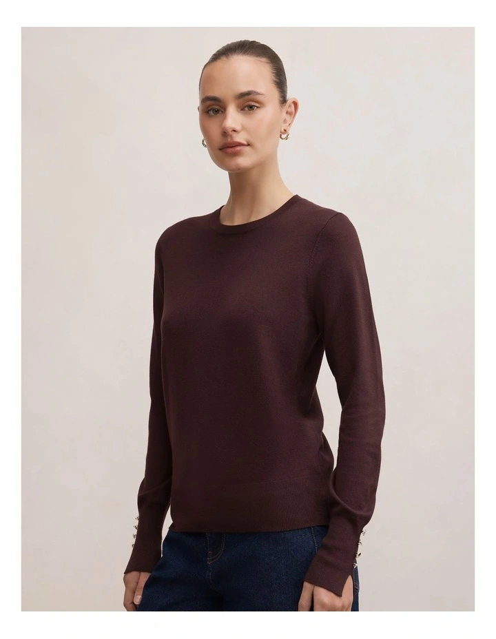 Katie Crew Neck Sweater in Brown image 3
