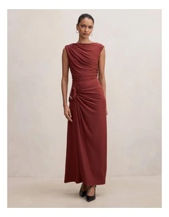 Fiora Hardware Jersey Dress in Burgundy