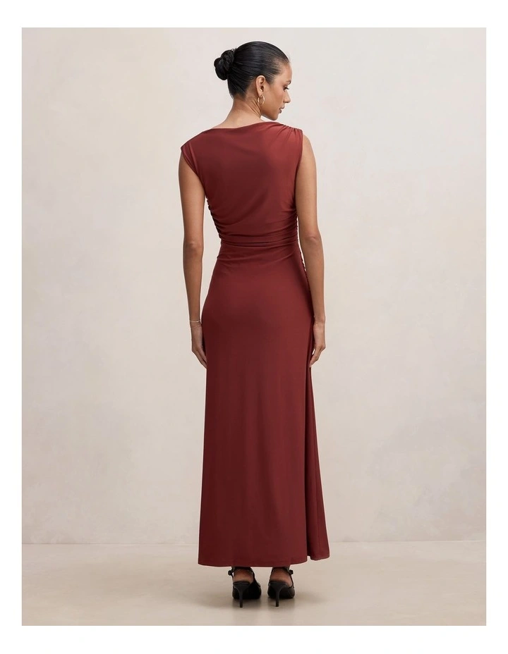 Fiora Hardware Jersey Dress in Burgundy image 2