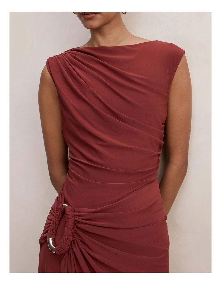 Fiora Hardware Jersey Dress in Burgundy image 4