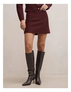 Robyn Knitted Mini Skirt in Red