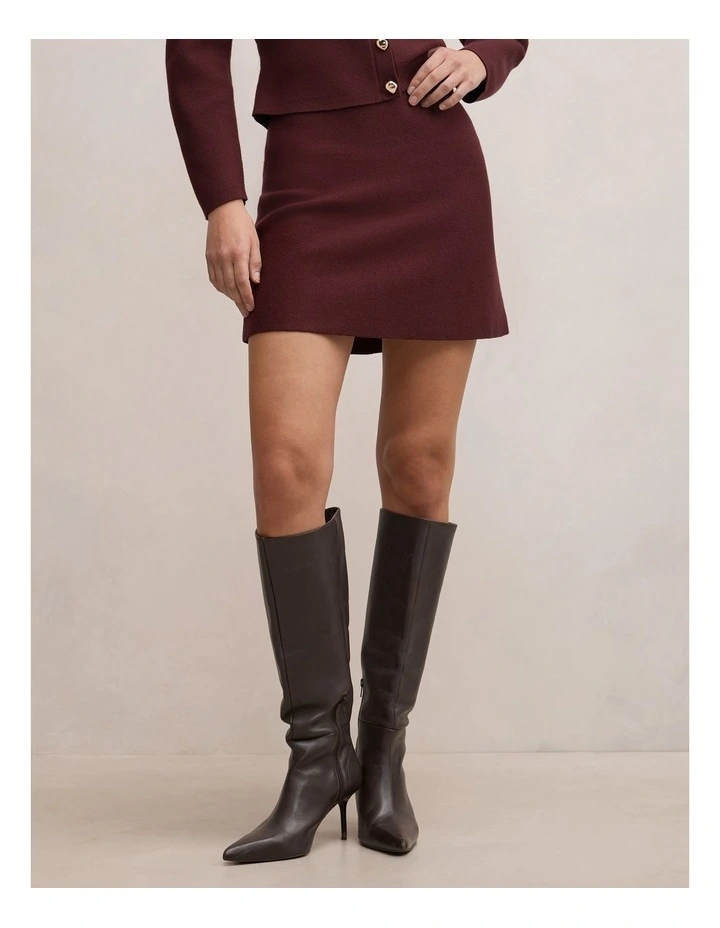 Robyn Knitted Mini Skirt in Red image 1