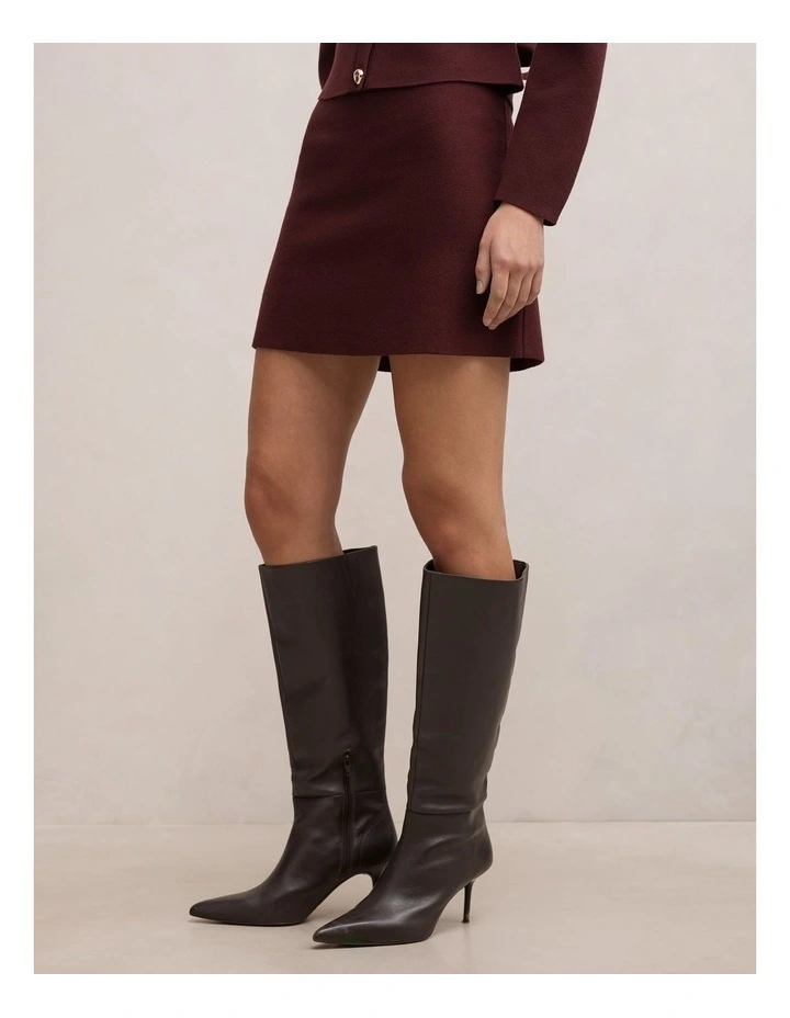 Robyn Knitted Mini Skirt in Red image 3