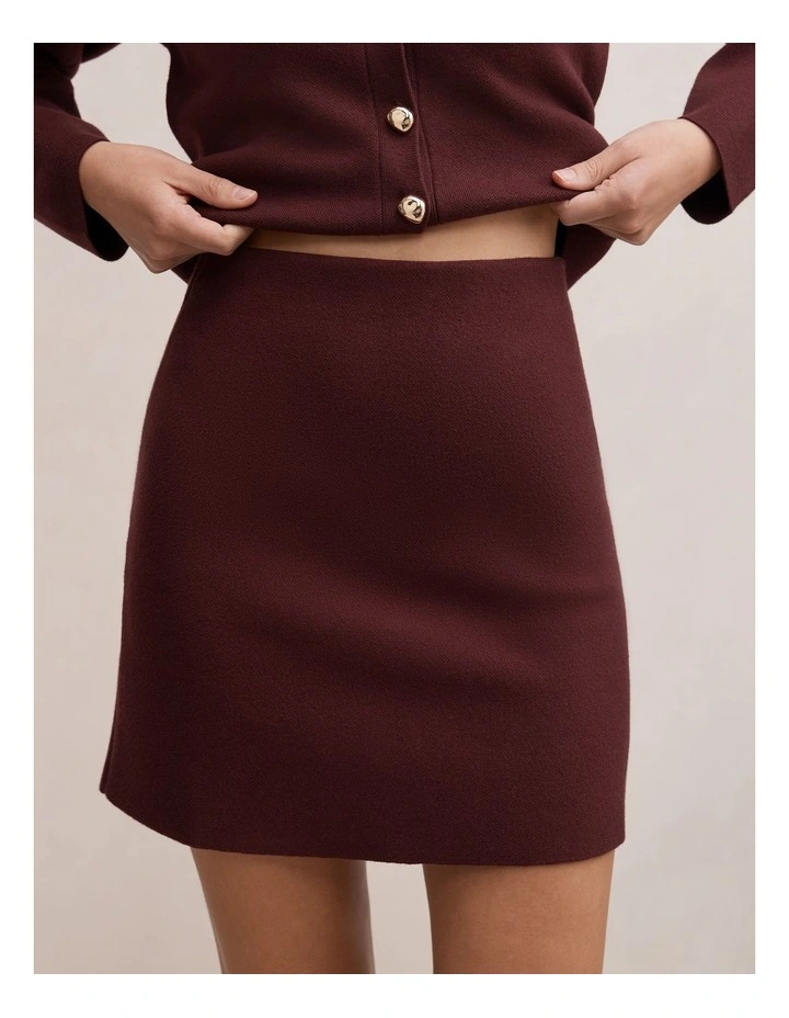 Robyn Knitted Mini Skirt in Red image 4