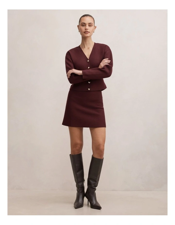 Robyn Knitted Mini Skirt in Red image 5