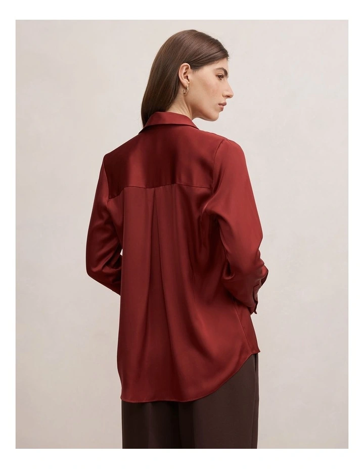 Coco Satin Shirt in Red image 2