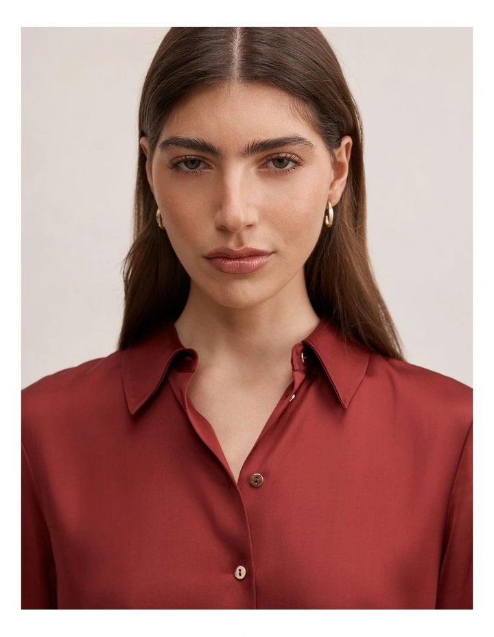Coco Satin Shirt in Red image 4