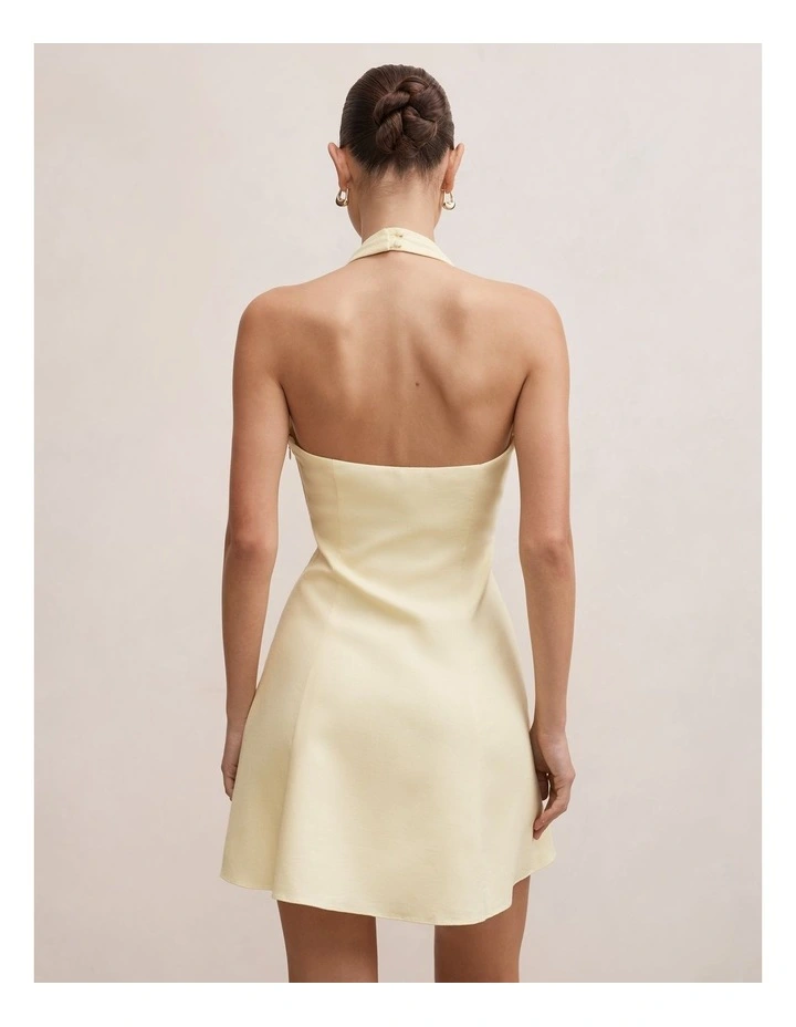 Elsie Linen Tie Front Mini Dress in Yellow image 2