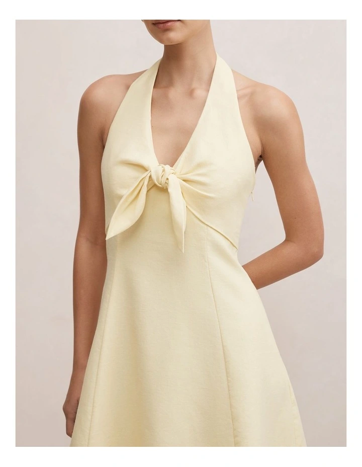 Elsie Linen Tie Front Mini Dress in Yellow image 4