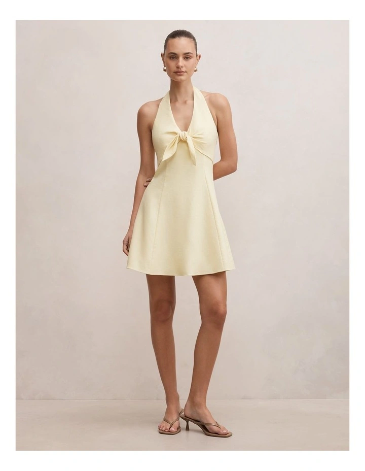 Elsie Linen Tie Front Mini Dress in Yellow image 5